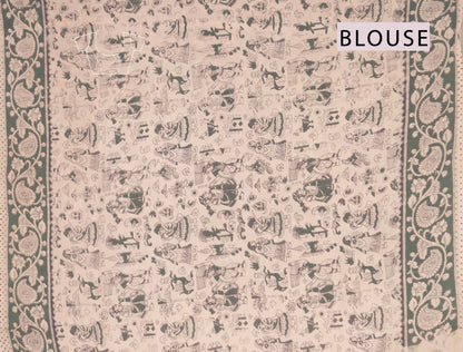 Green Kalamkari Pure Cotton Peacock Pallu Printed  Saree