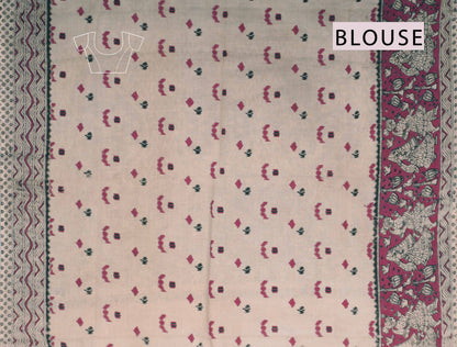 Black Kalamkari Pure Cotton Patola Style Print Peacock Pallu Saree