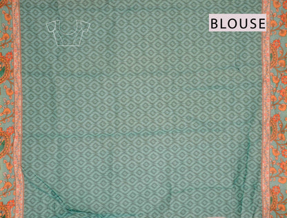 Pink Semi Chanderi Cotton Ikkat Style Print Saree