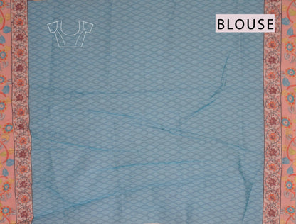 Grey  Semi Chanderi Cotton Kalamkari Style Pallu Saree