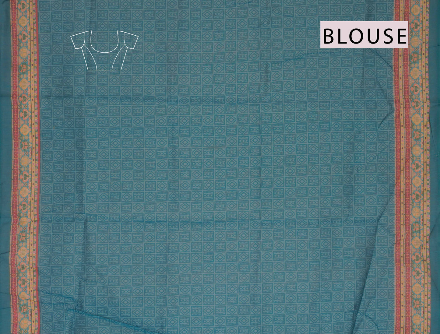 Light Green Semi Chanderi Cotton Tusker World Print Saree