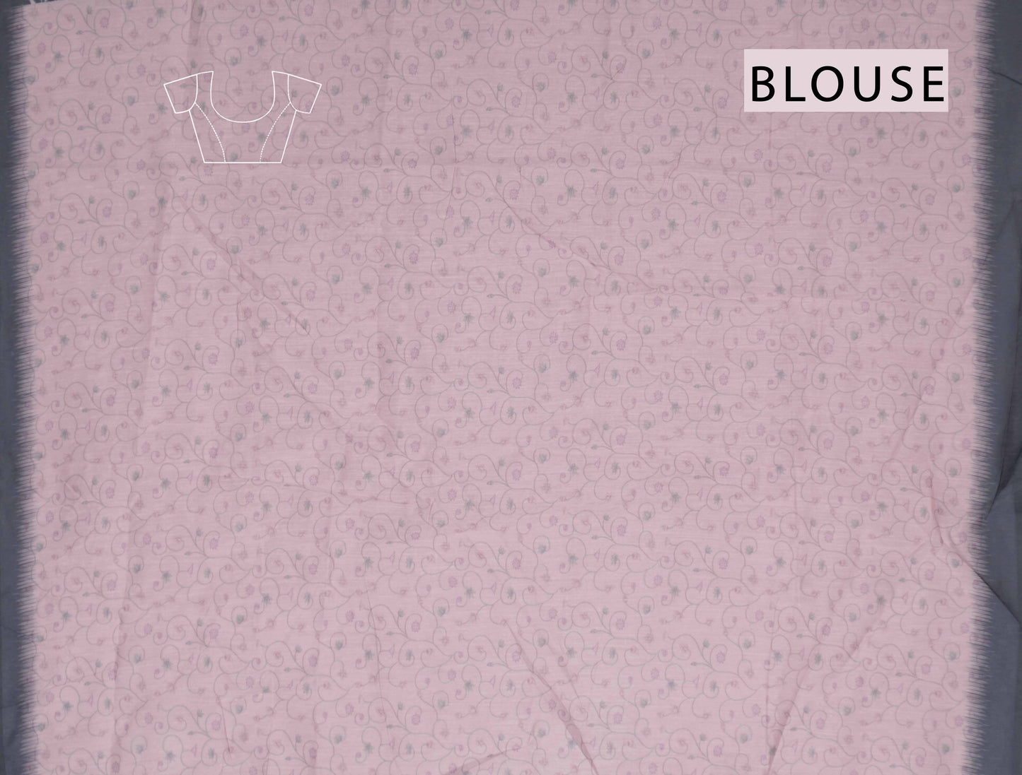 Grey Semi Chanderi Cotton Golden Deer Print Saree