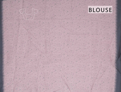 Grey Semi Chanderi Cotton Golden Deer Print Saree