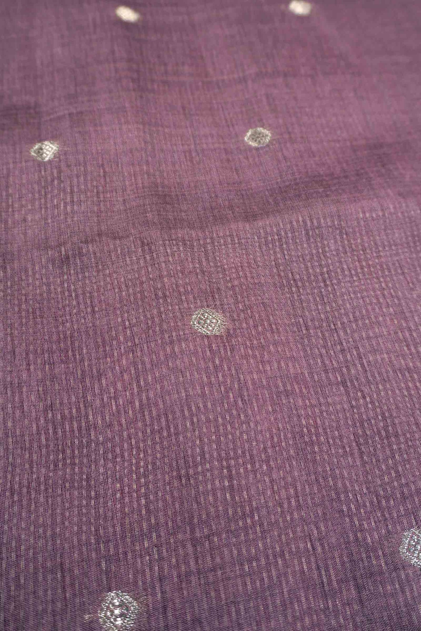 Dark Mauve Soft Bengal Cotton Mini Butta Zari Border Saree