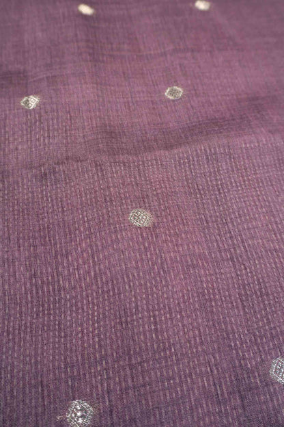Dark Mauve Soft Bengal Cotton Mini Butta Zari Border Saree