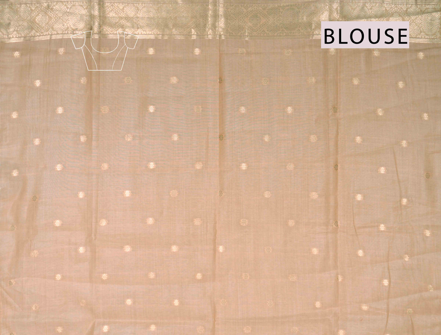 Light Pink Soft Bengal Cotton Dual Leaves Zari Border Saree