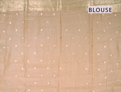 Light Pink Soft Bengal Cotton Dual Leaves Zari Border Saree