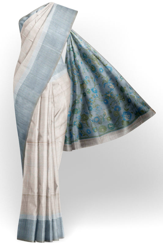 Light Sandal Soft Bengal Cotton Mini Self Checks Garden Pallu Saree