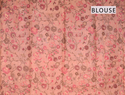 Light Sandal Soft Bengal Cotton Mini Checks Floral Pallu Saree