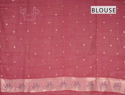 Pink Soft Bengal Cotton Golden Flight with Zari Border Saree