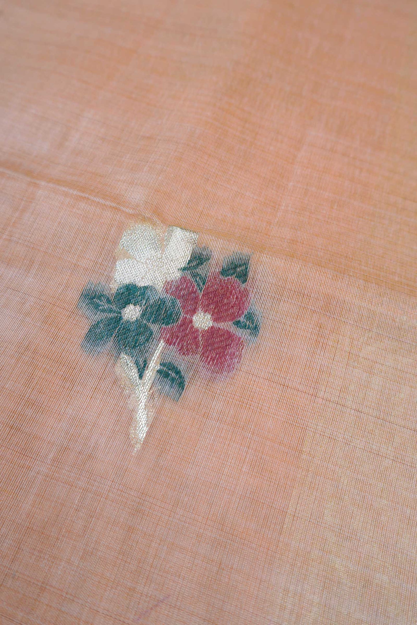 Light Pink Soft Bengal Cotton Bird Trail Pallu Zari Border Saree