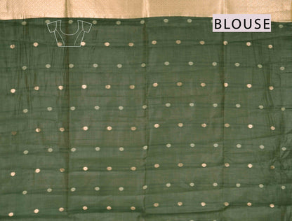 Green Soft Bengal Cotton Bird Trails Saree