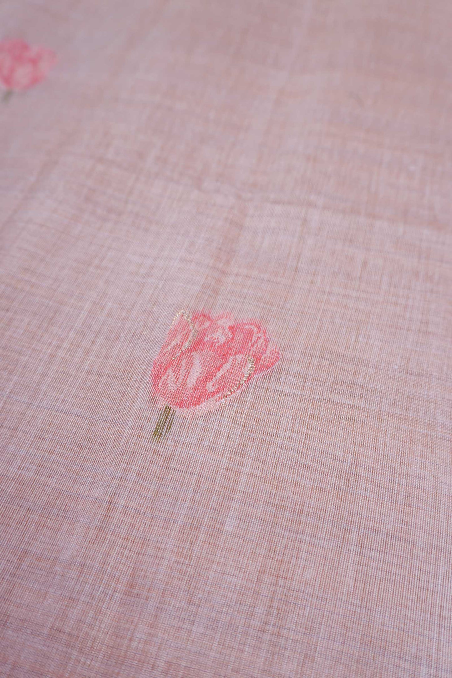 Light Pink Soft Bengal Cotton Tulip Garden Saree