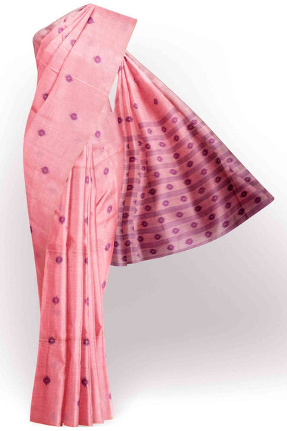 Pink Soft Bengal Cotton Mini Bengal Butta Saree
