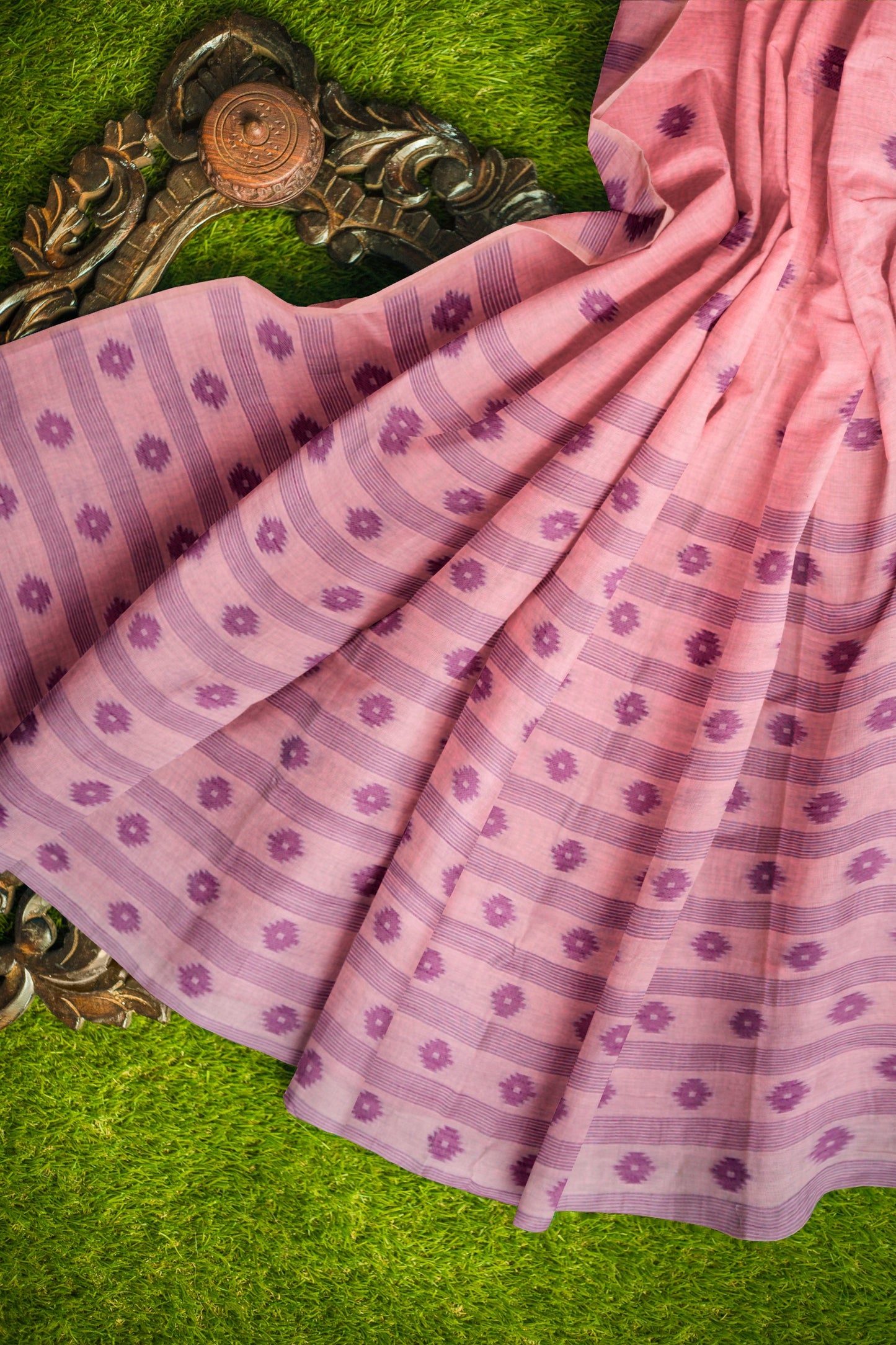 Pink Soft Bengal Cotton Mini Bengal Butta Saree