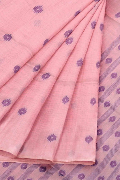 Pink Soft Bengal Cotton Mini Bengal Butta Saree