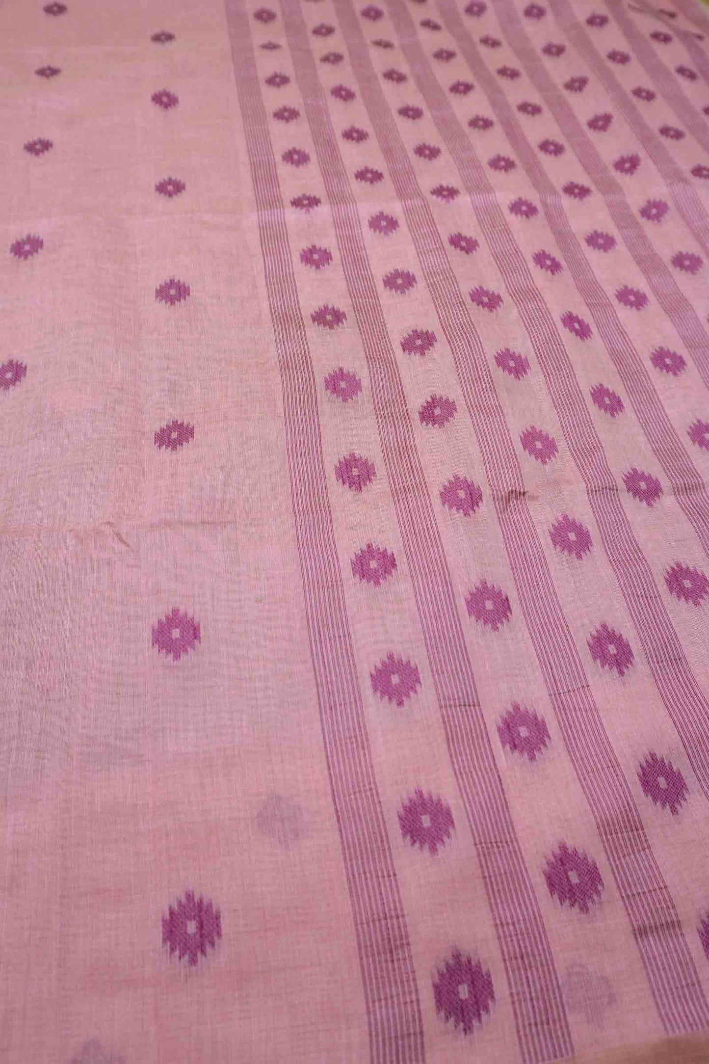 Pink Soft Bengal Cotton Mini Bengal Butta Saree