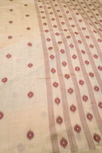 Sandal Soft Bengal Cotton Mini Bengal Butta Saree