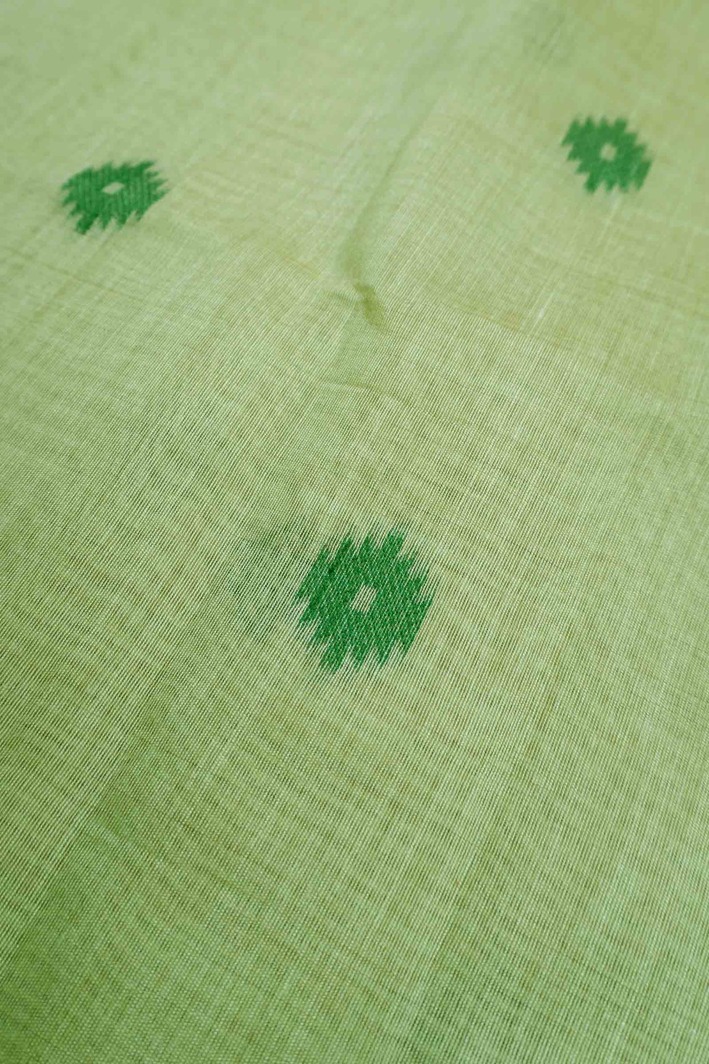 Light Green Soft Bengal Cotton Contrast Mini Butta Saree