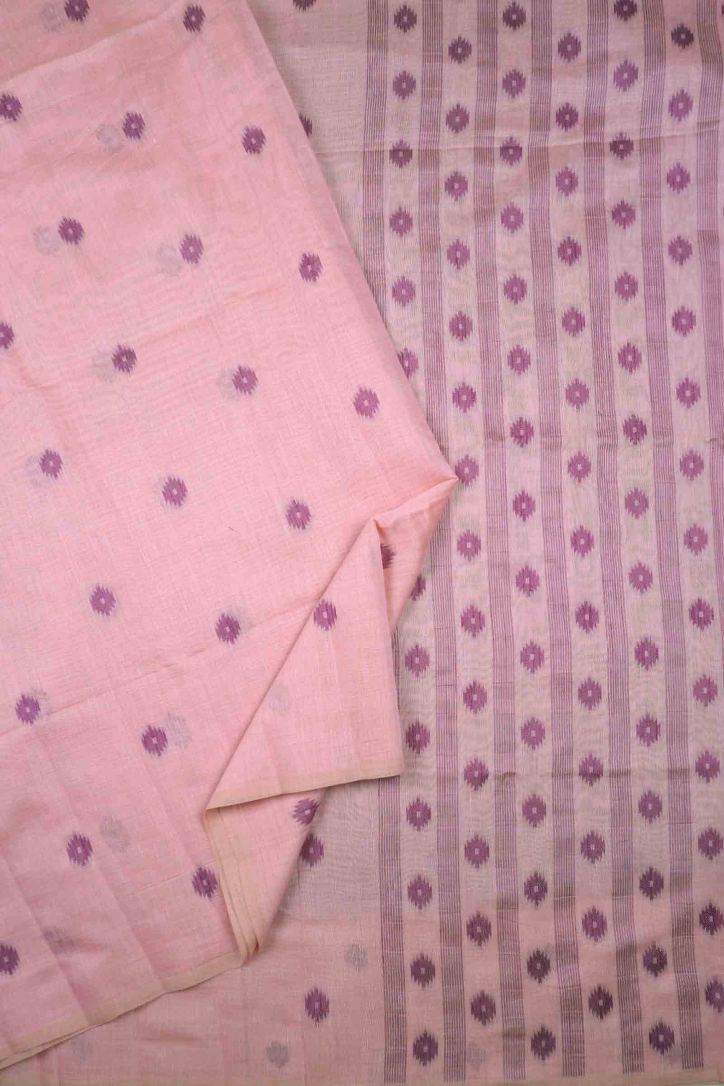 Pink Soft Bengal Cotton Mini Bengal Butta Saree