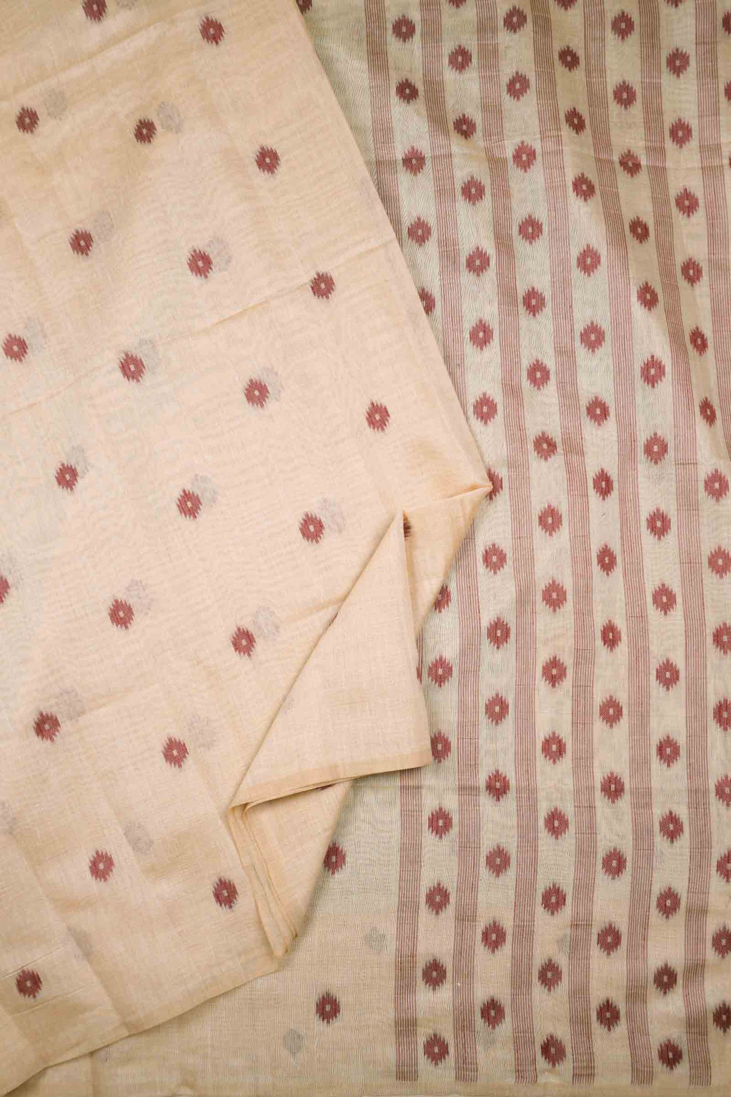 Sandal Soft Bengal Cotton Mini Bengal Butta Saree