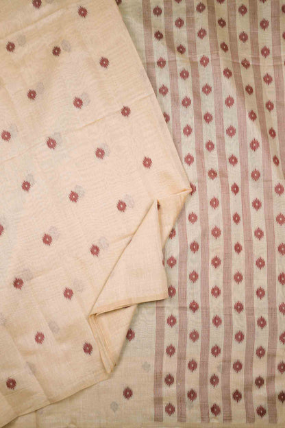 Sandal Soft Bengal Cotton Mini Bengal Butta Saree