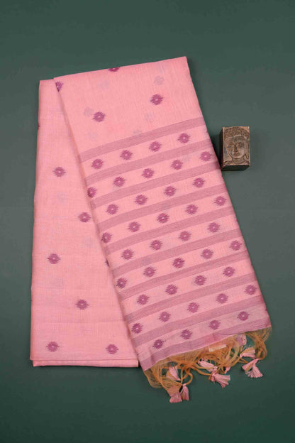Pink Soft Bengal Cotton Mini Bengal Butta Saree