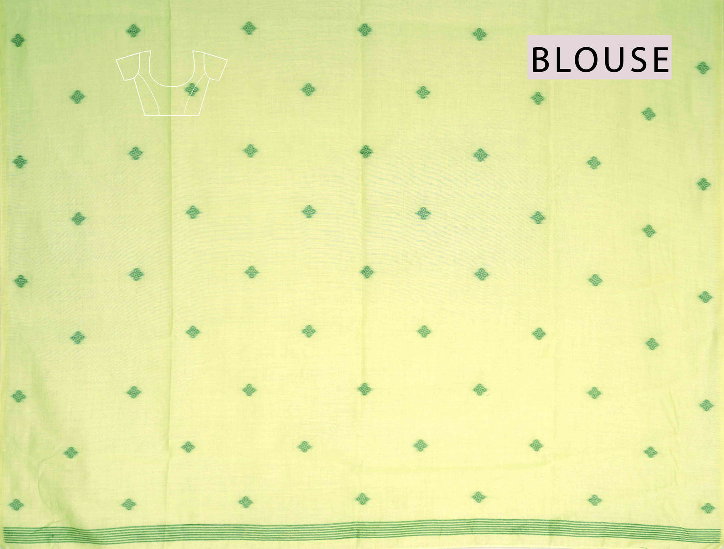 Light Green Soft Bengal Cotton Contrast Mini Butta Saree