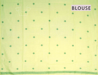 Light Green Soft Bengal Cotton Contrast Mini Butta Saree