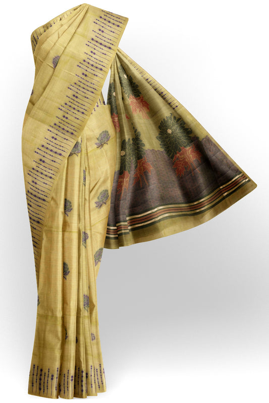 Light Green Soft Bengal Cotton Grand Blooms Saree