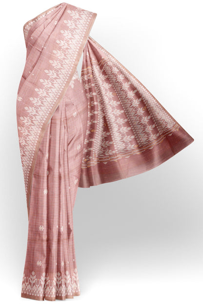 Light Pink Soft Bengal Cotton Mini Checks Jamdani Style Pallu Saree