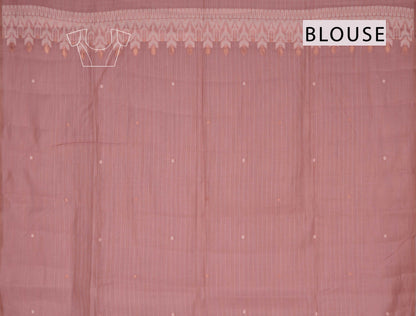 Light Pink Soft Bengal Cotton Mini Checks Jamdani Style Pallu Saree