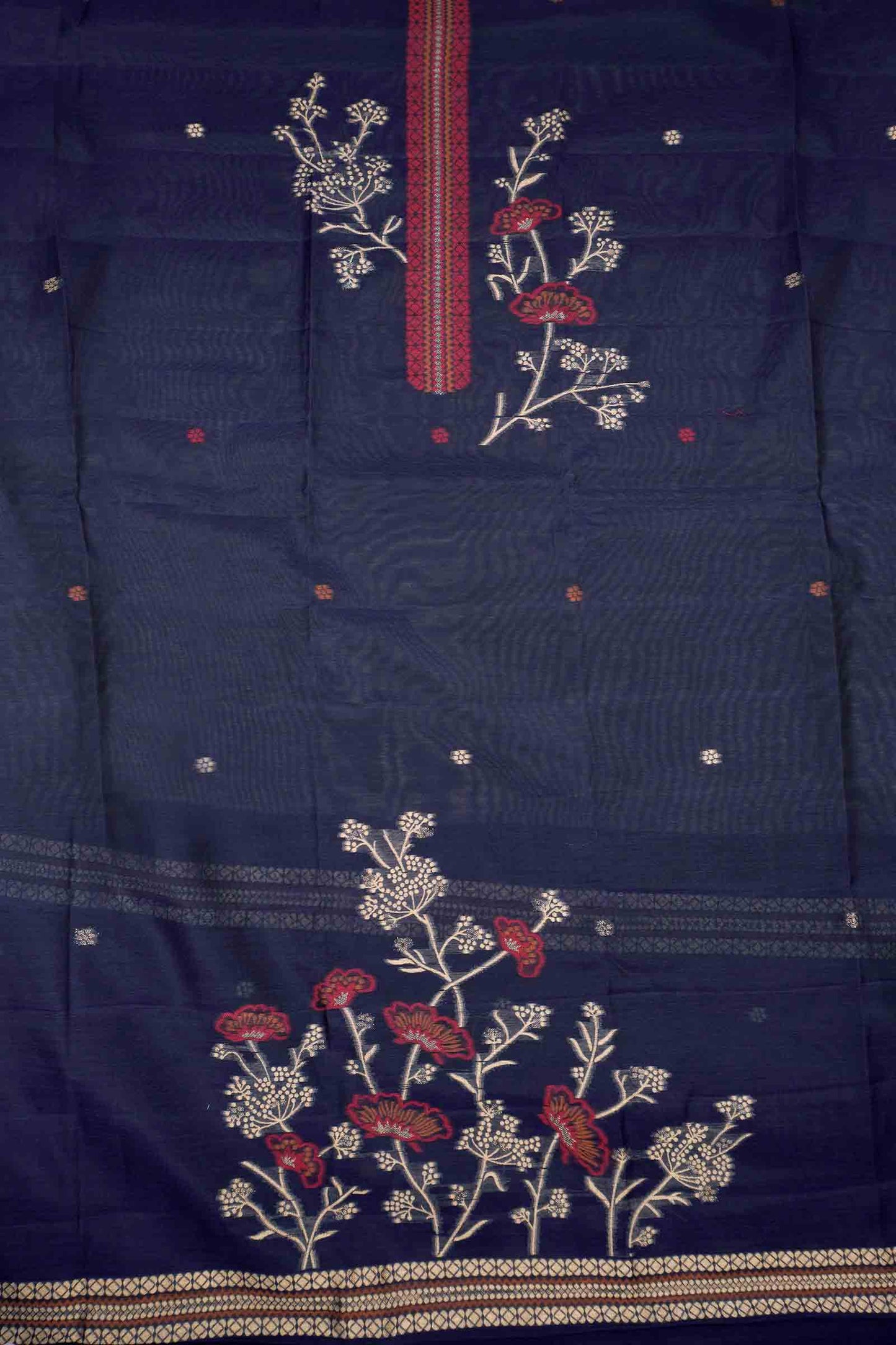 Navy Blue Pure Cotton Chudithar Material Bloom Edit  Suit