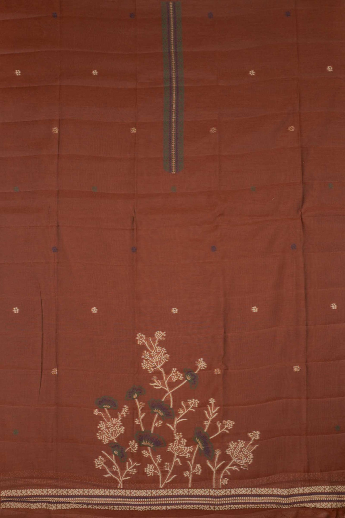 Brown Pure Cotton Chudithar Material Bloom Edit Suit