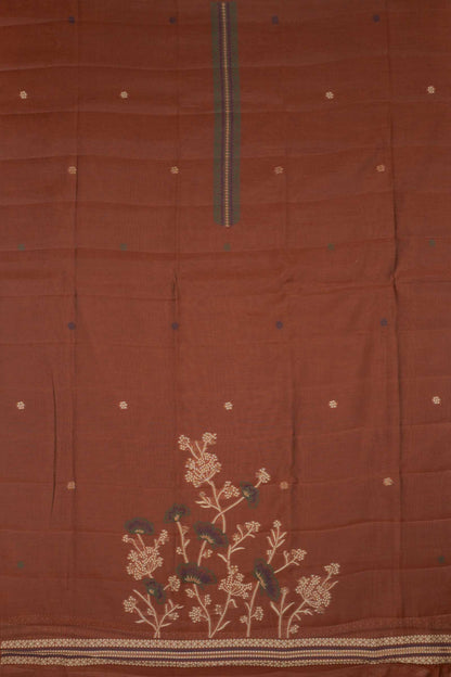 Brown Pure Cotton Chudithar Material Bloom Edit Suit