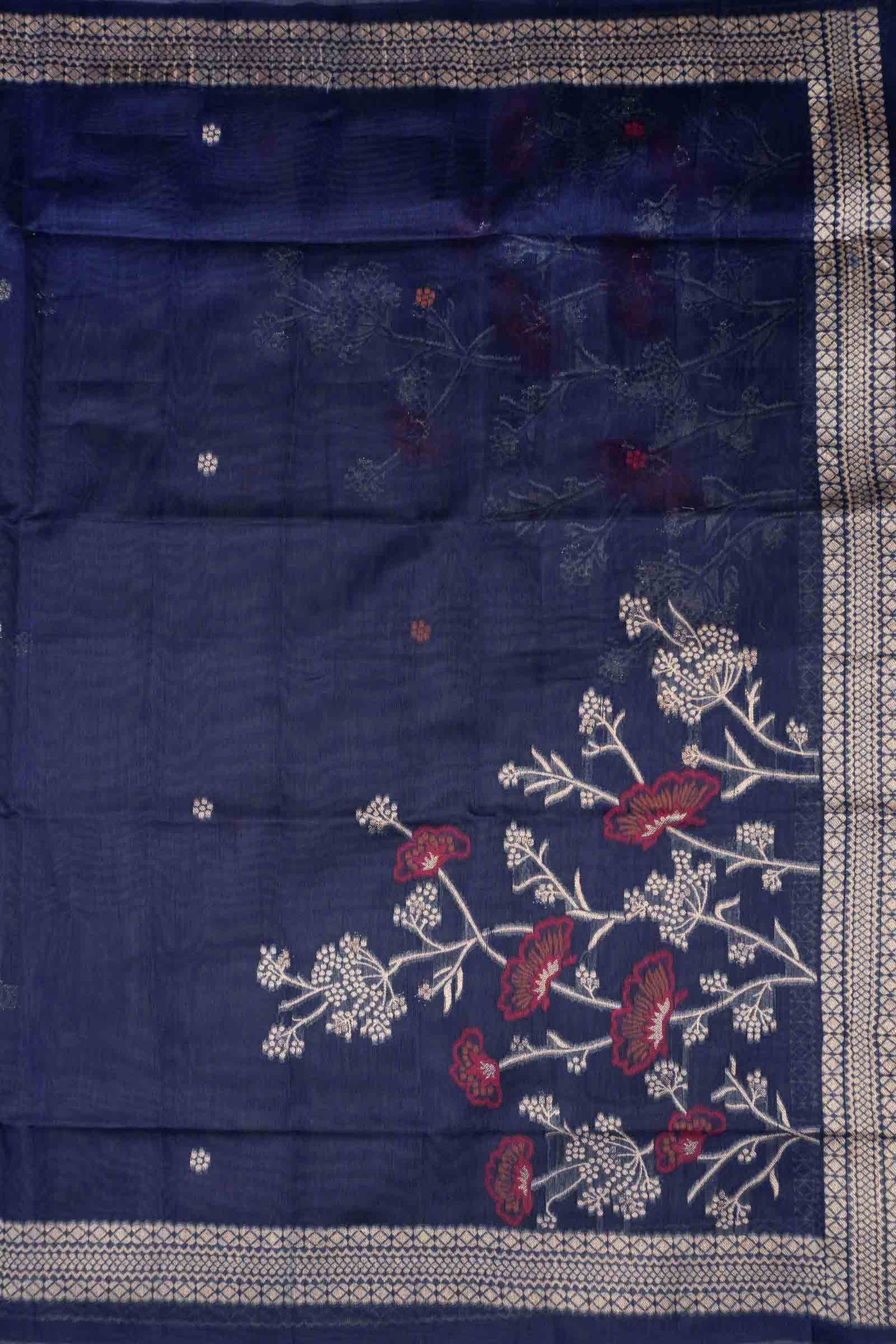 Navy Blue Pure Cotton Chudithar Material Bloom Edit  Suit