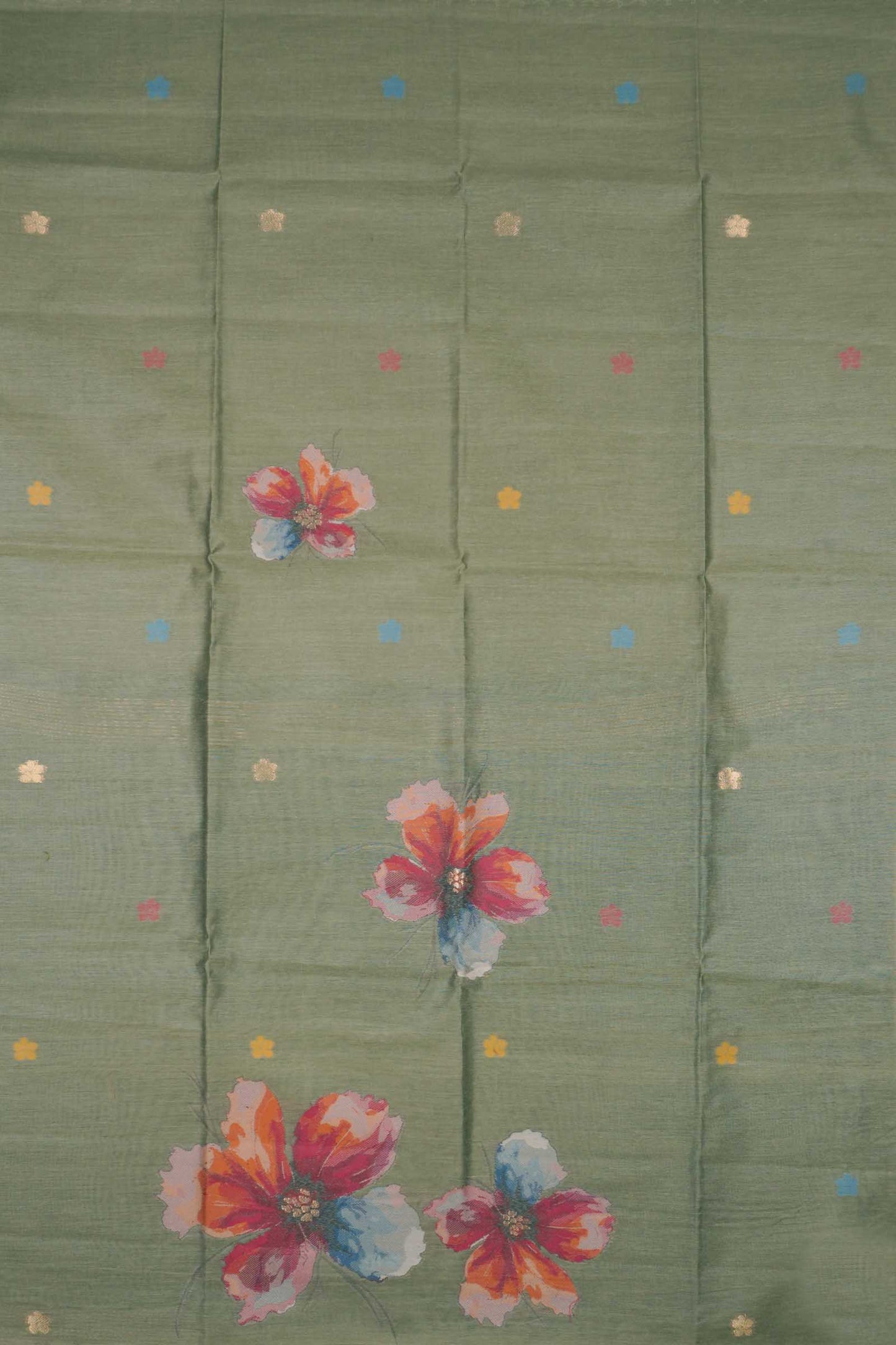 Green Pure Cotton Chudithar Material Floral Canvas Suit