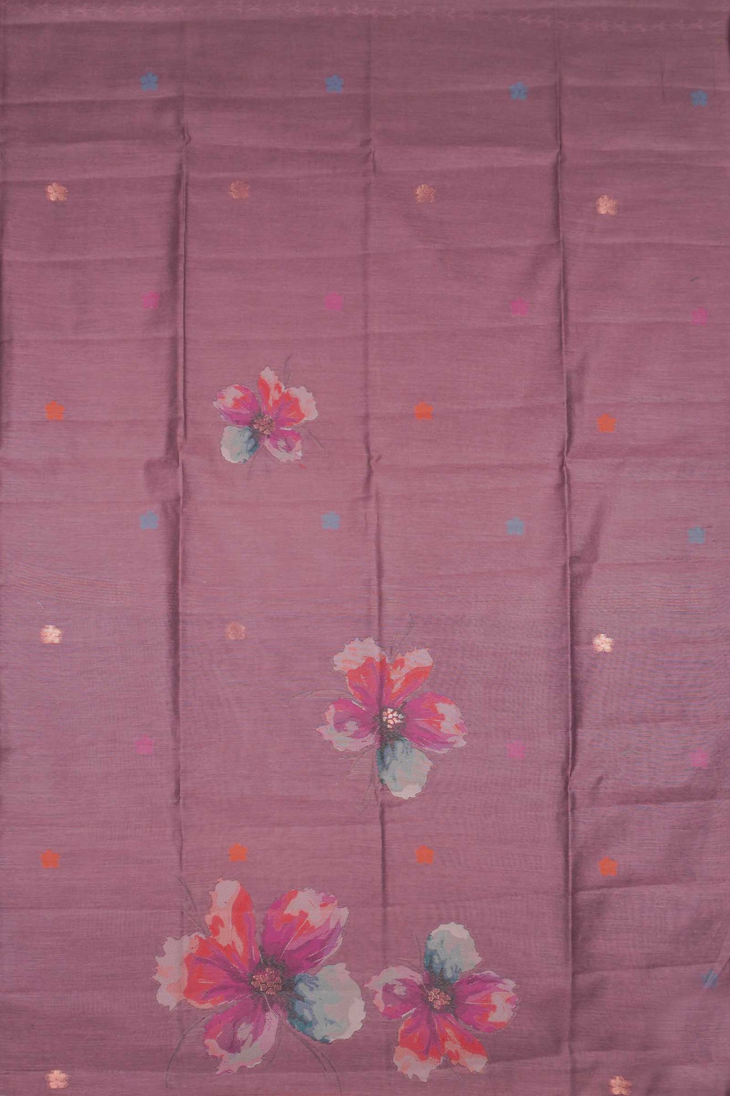 Light Violet Pure Cotton Chudithar Material Floral Canvas Suit