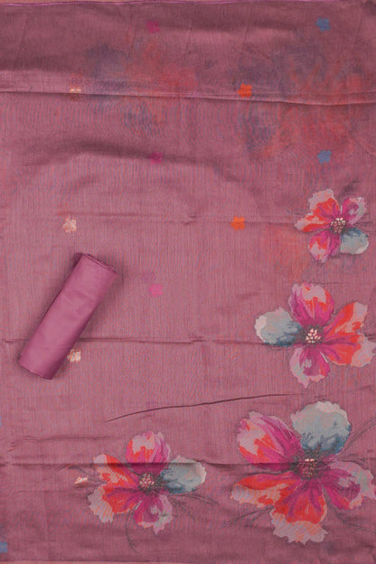 Light Violet Pure Cotton Chudithar Material Floral Canvas Suit