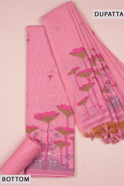 Pink Pure Cotton Chudithar Material Gardens By the Bay Suit
