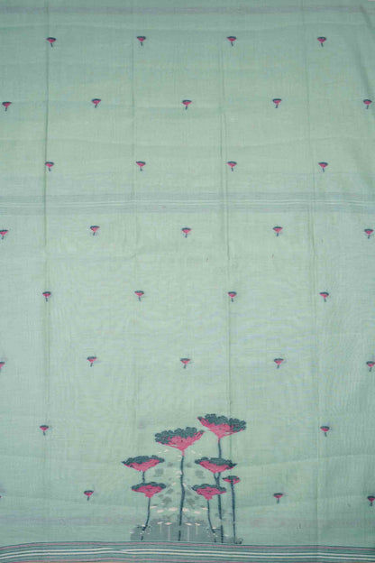 Light Blue Green Pure Cotton Chudithar Material Gardens By the Bay Suit