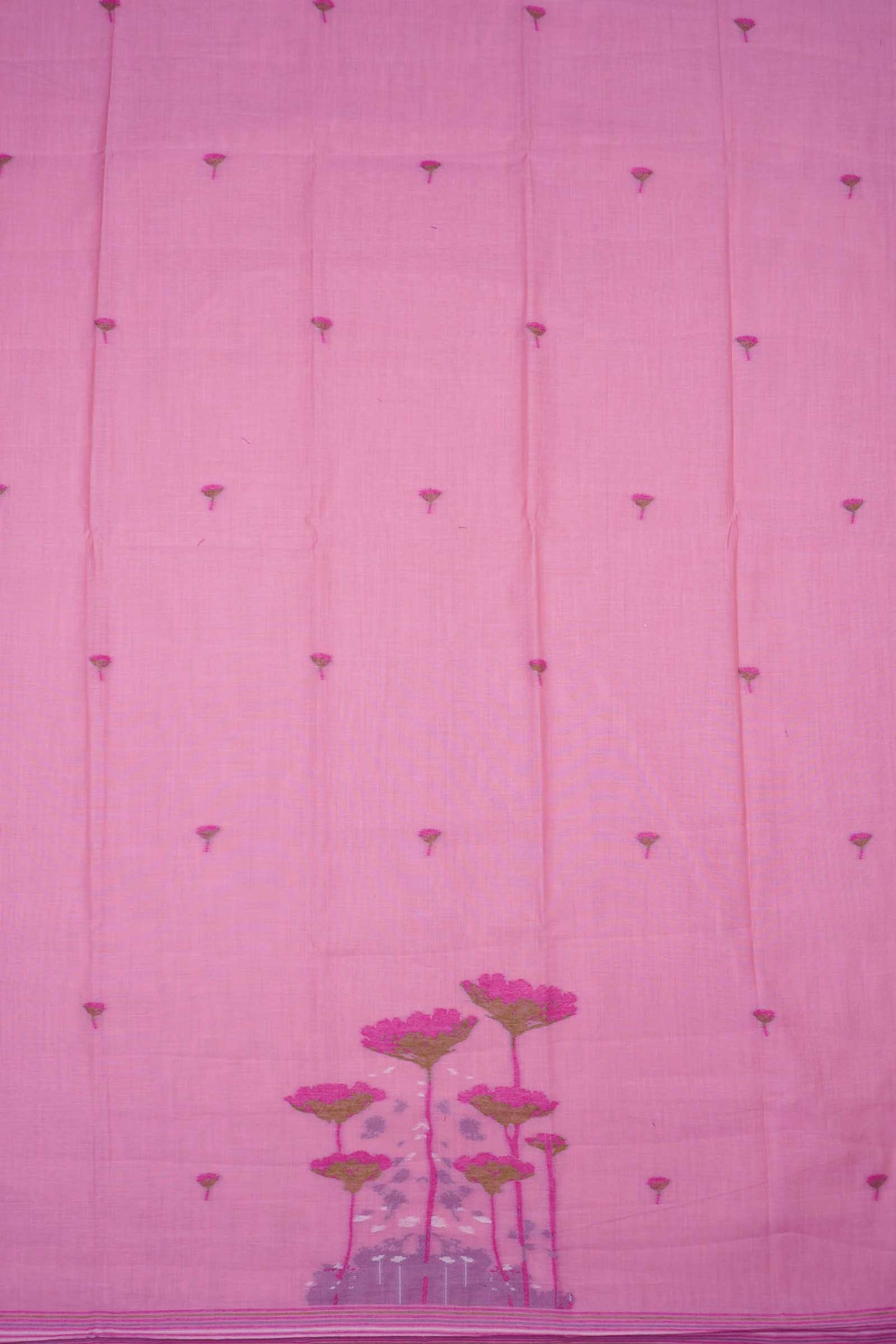 Pink Pure Cotton Chudithar Material Gardens By the Bay Suit