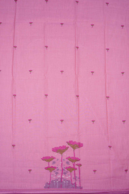 Pink Pure Cotton Chudithar Material Gardens By the Bay Suit