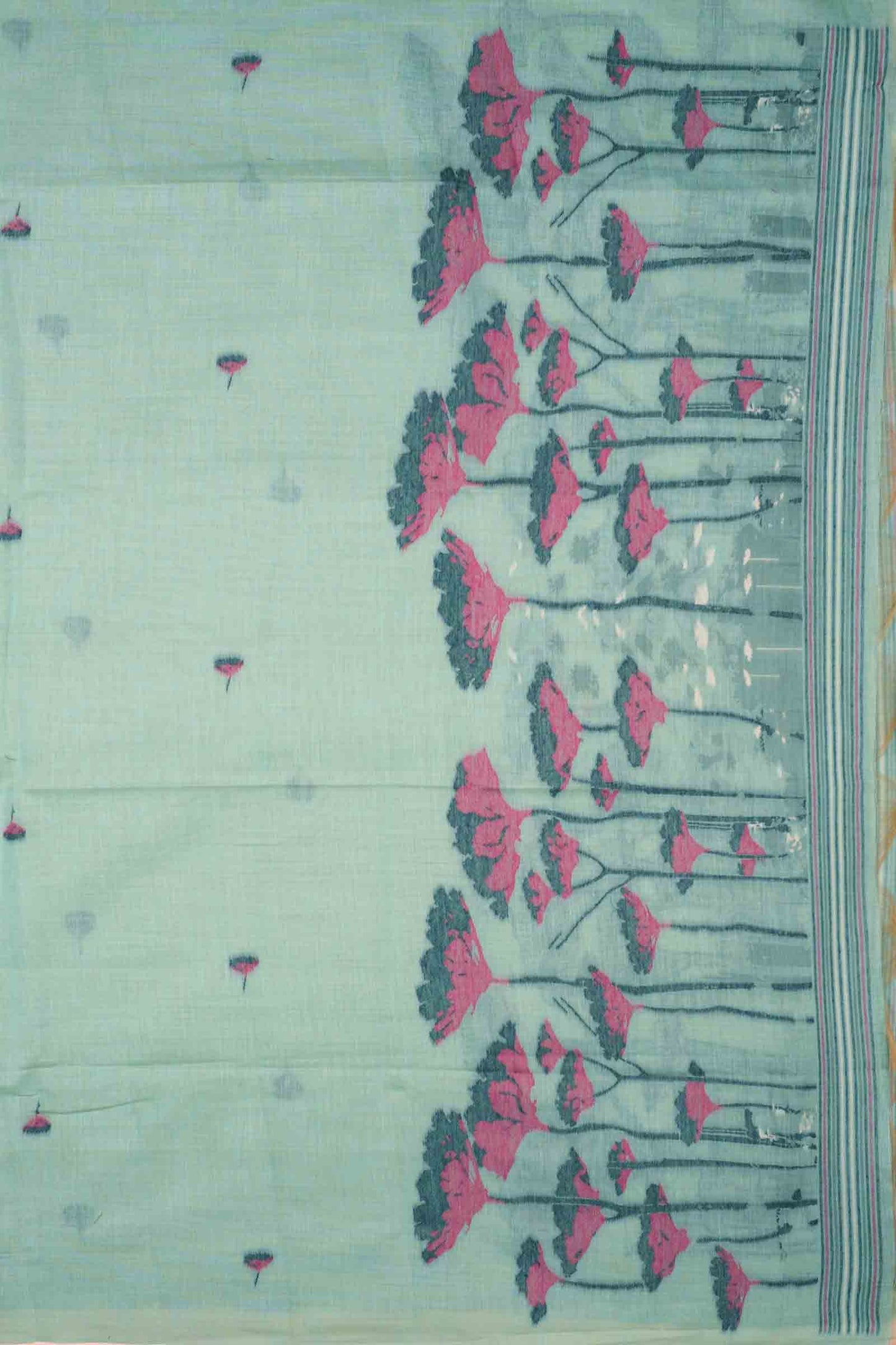Light Blue Green Pure Cotton Chudithar Material Gardens By the Bay Suit