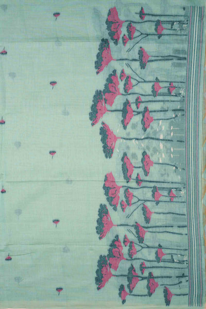 Light Blue Green Pure Cotton Chudithar Material Gardens By the Bay Suit