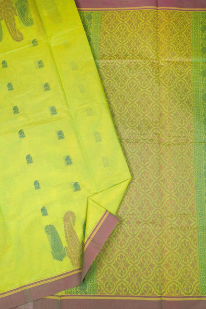 Green Pure South Cotton Paisley Butta Saree