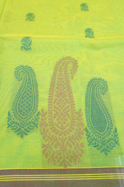 Green Pure South Cotton Paisley Butta Saree