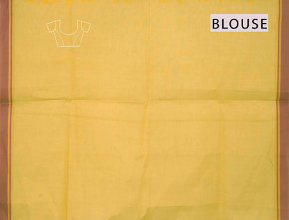 Yellow Green Pure South Cotton Paisley Butta Saree