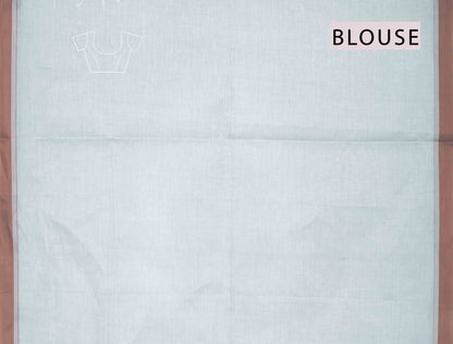 Light Grey Pure South Cotton Paisley Butta Saree