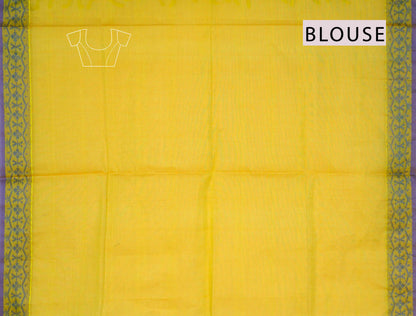 Yellow Green Pure South Cotton Fancy Paisley Pallu Saree